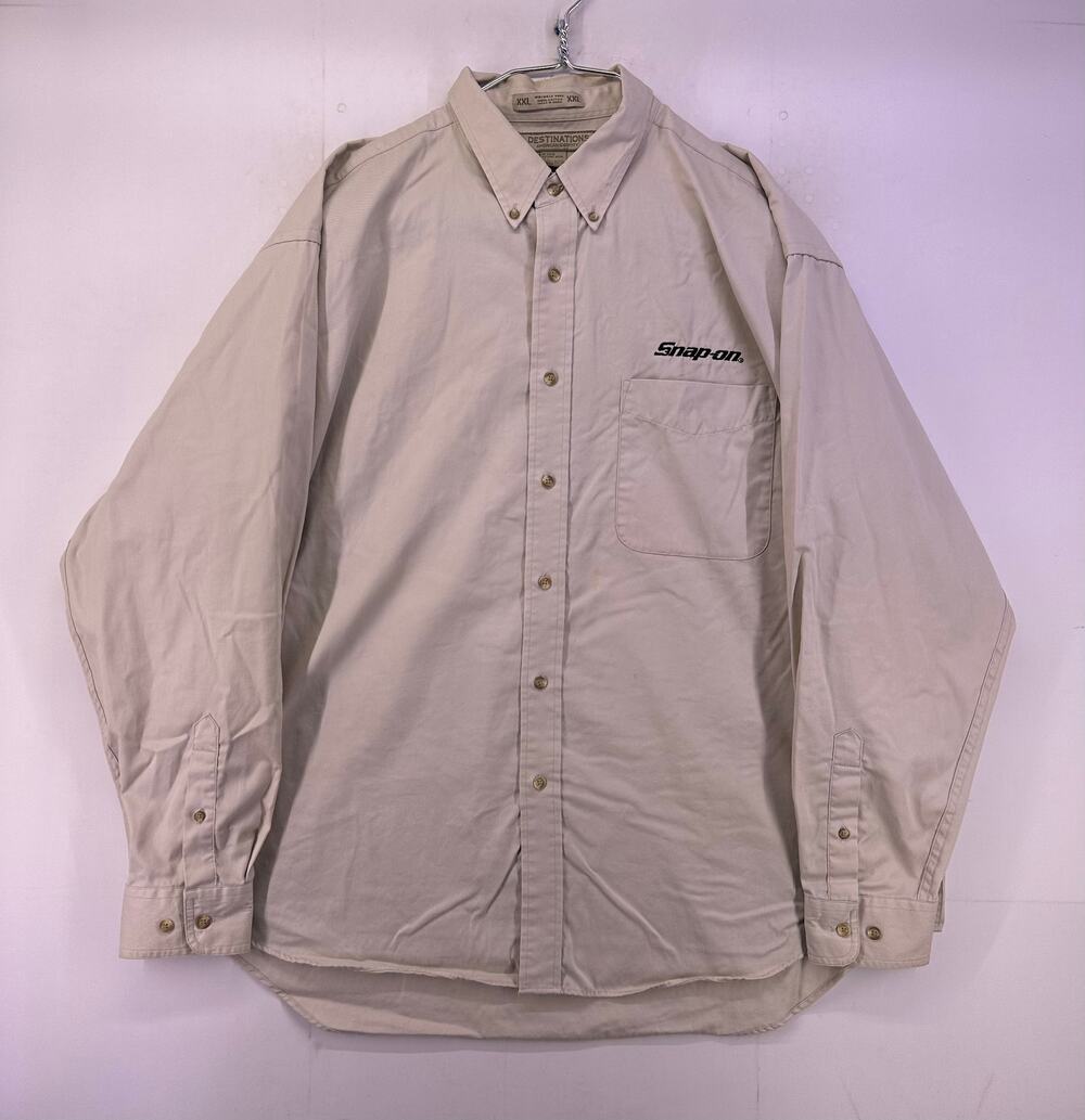 Snap On Tan Button Down Shirt Size 2XL
